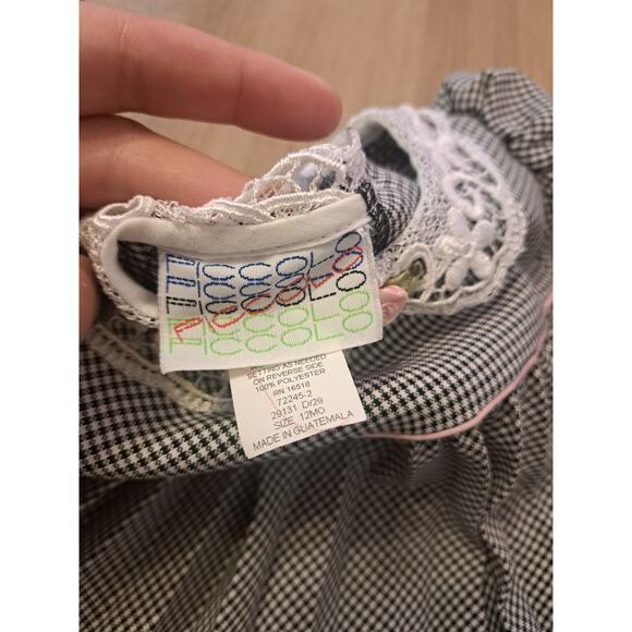 Piccolo Girls Black & White 12 Months Short Sleeve Dress - Picture 3 of 3